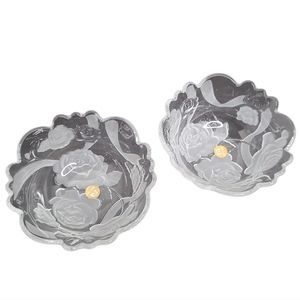 Aderia Glass Made In Japan Rose Bowls Set of 2 Frosted Glass Bowls Dishes